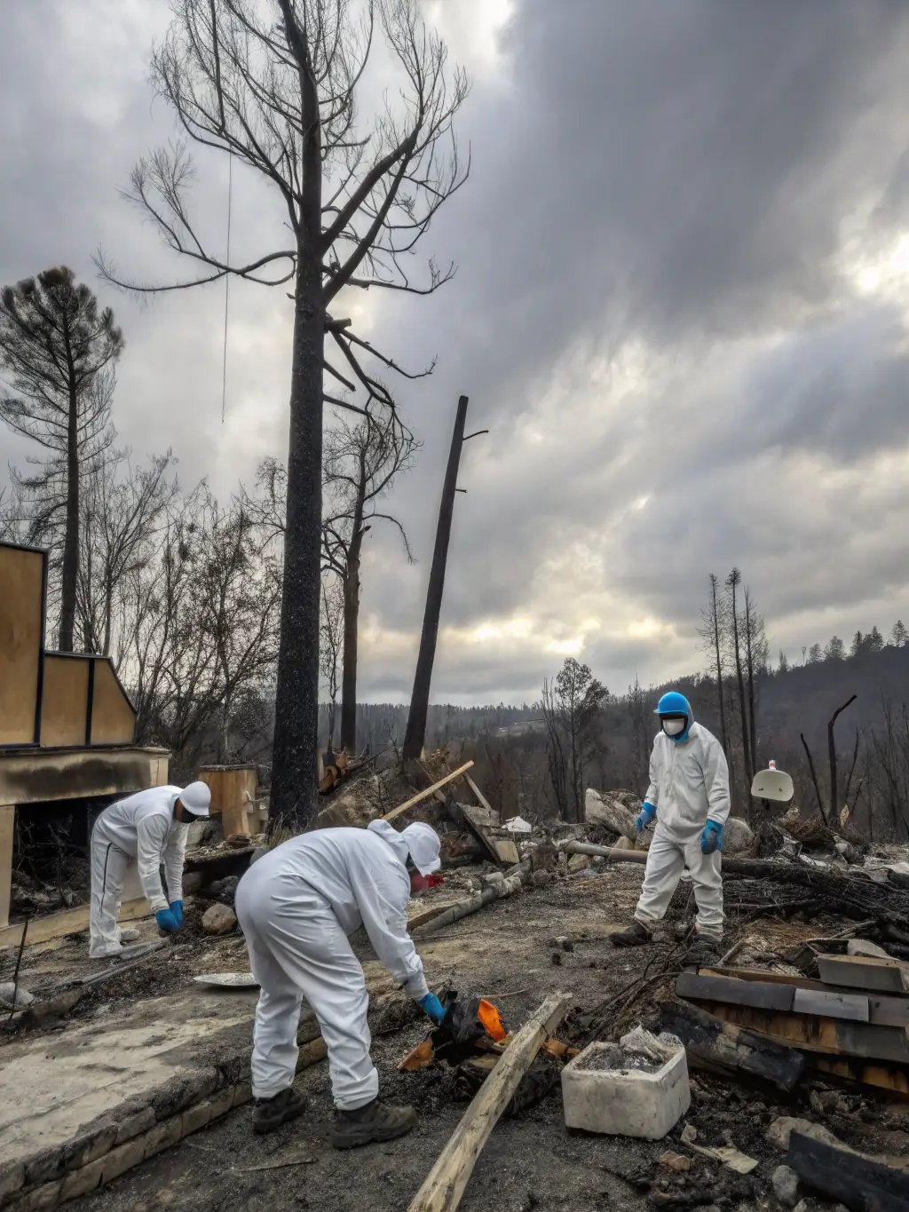 An image of AMICALE DES PROPRIETAIRES TERRIENS DE NERSAC members participating in a controlled burn to manage vegetation and reduce wildfire risk in a designated area near Nersac, highlighting their role in public safety.